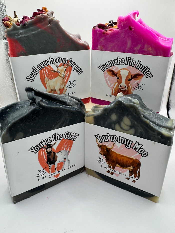 Love themed raw milk soaps
