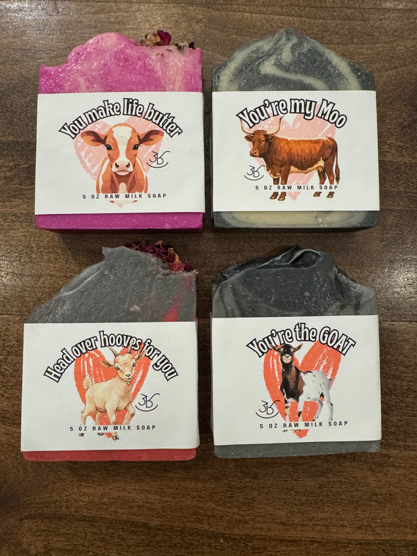Love themed raw milk soaps